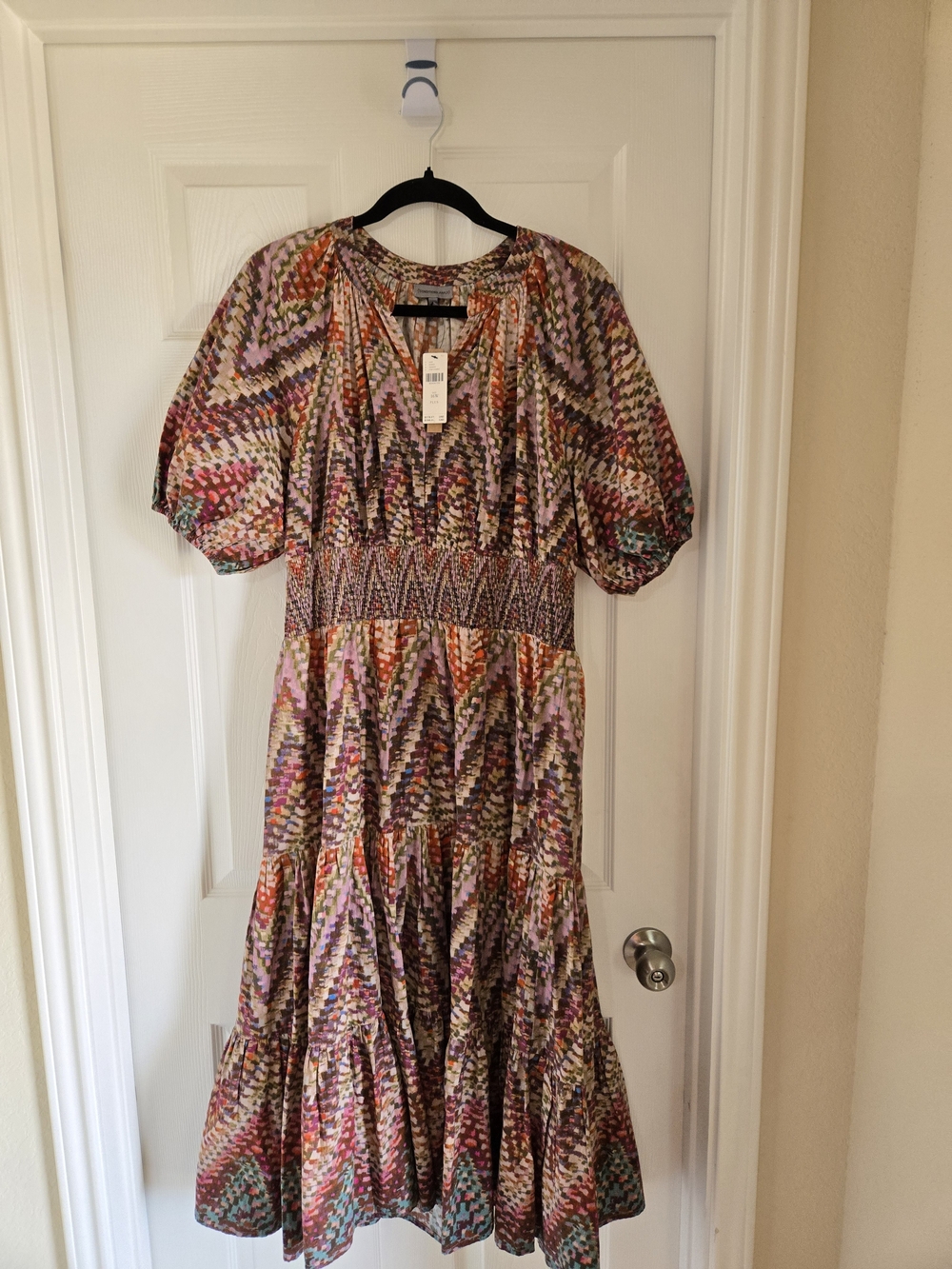 Anthropologie Multicolor Zigzag Maxi Dress in Pink, Purple, Orange & Green